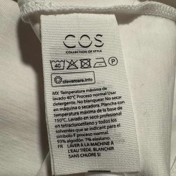 COS White One Shoulder Short Sleeve Tee NWOT - Picture 6 of 9